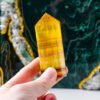 3 Sizes of Natural Yellow Fluorite Round Crystal Tower Pillar Wholesale 102130000-1