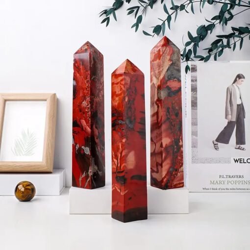 3 Sizes of Red Black Jasper Crystal Tower Pillar Wholesale 102126000-1