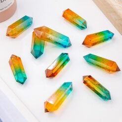 4 Sizes of Colorful Aura Quartz Double-Terminated Crystal Point Wholesale 102205000-1