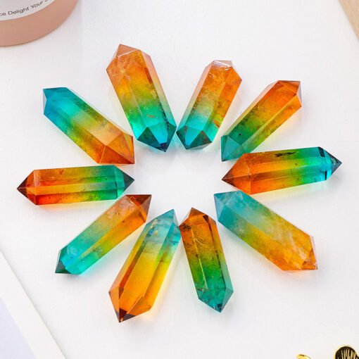 4 Sizes of Colorful Aura Quartz Double-Terminated Crystal Point Wholesale 102205000