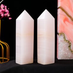 4 Sizes of Pink Calcite 4-sided Crystal Tower Pillar Wholesale 102165000-1