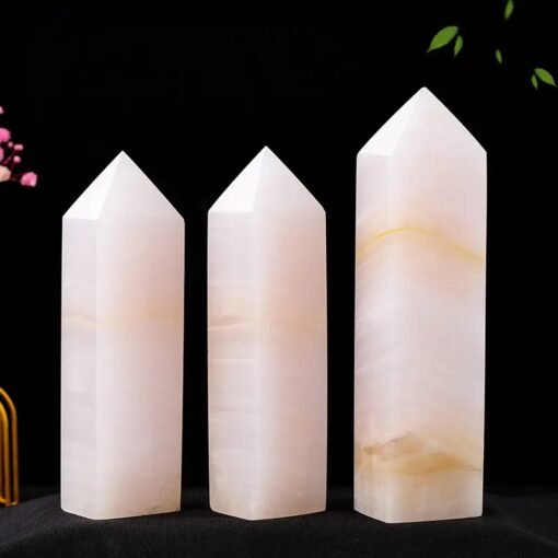 4 Sizes of Pink Calcite 4-sided Crystal Tower Pillar Wholesale 102165000-2