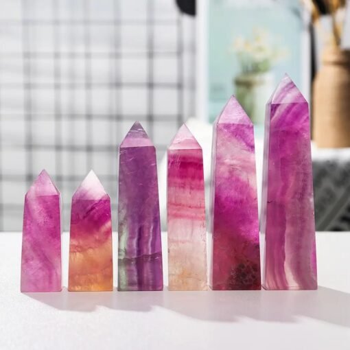 4 Sizes of Purple Fluorite 4-sided Crystal Tower Pillar Wholesale 102104000