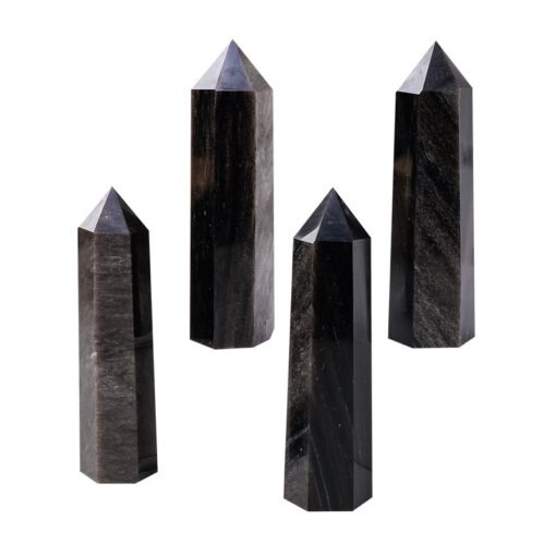 5 Sizes of Black Gold Obsidian Crystal Tower Pillar Wholesale 102151000-3