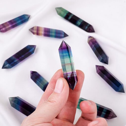 5 Sizes of Colorful Fluorite Double-Terminated Crystal Point Wholesale 102222000