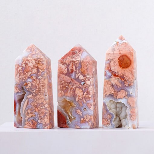 5 Sizes of Pink Agate 4-sided Crystal Tower Pillar Wholesale 102123000-2