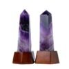 5 Sizes of Purple Amethyst Crystal Tower Pillar with Wooden Base Wholesale 102077000-1