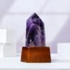 5 Sizes of Purple Amethyst Crystal Tower Pillar with Wooden Base Wholesale 102077000