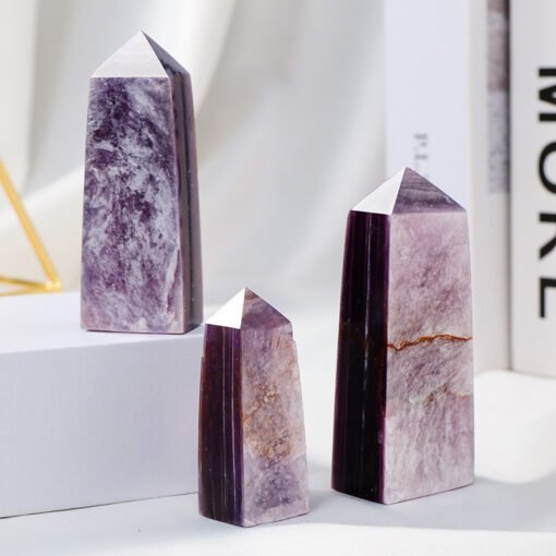 5 Sizes of Purple Lepidolite 4-sided Crystal Tower Pillar Wholesale 102164000-1