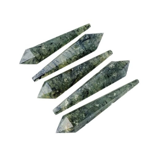 5pcs Green Prehnite Crystal Pendulum Pillar Wholesale 102115000-3