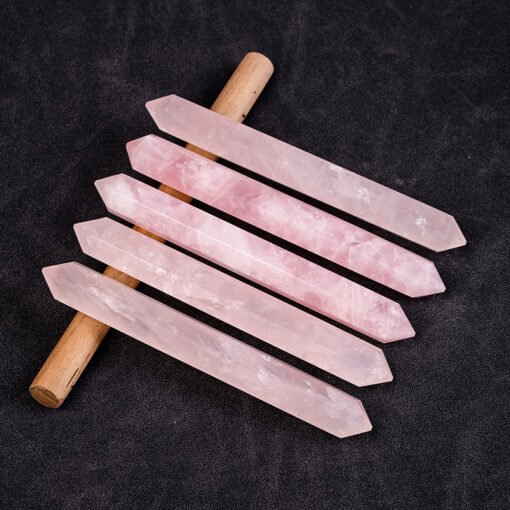 5pcs Pink Rose Quartz 15cm Double-Terminated Crystal Point Wholesale 102207000-1