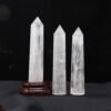 5pcs White Quartz 21cm Crystal Tower Pillar with Base Wholesale 102119000-1