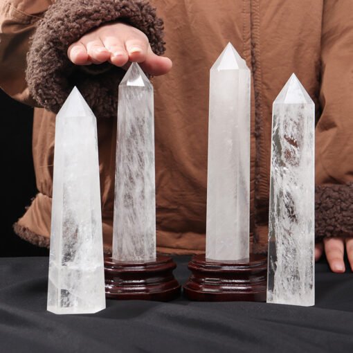 5pcs White Quartz 21cm Crystal Tower Pillar with Base Wholesale 102119000-2