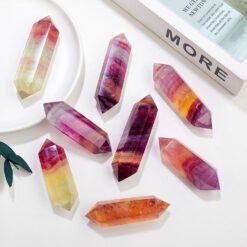 6 Sizes of Candy Watermelon Fluorite Double-Terminated Crystal Point Wholesale 102216000-1