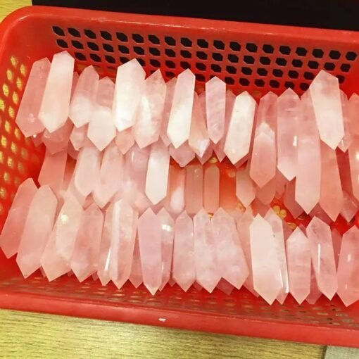 7 Sizes of Pink Rose Quartz Double-Terminated Crystal Point Wholesale 102219000-1