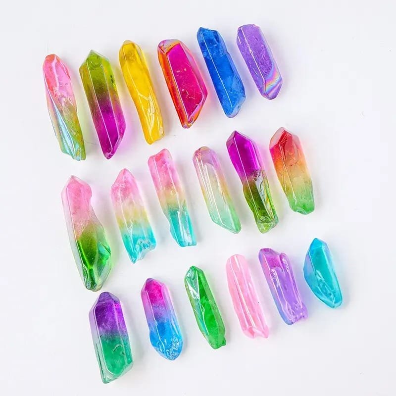 9 Types of Colorful Aura Quartz Double-Terminated Single Crystal Point Wholesale 102225000-1