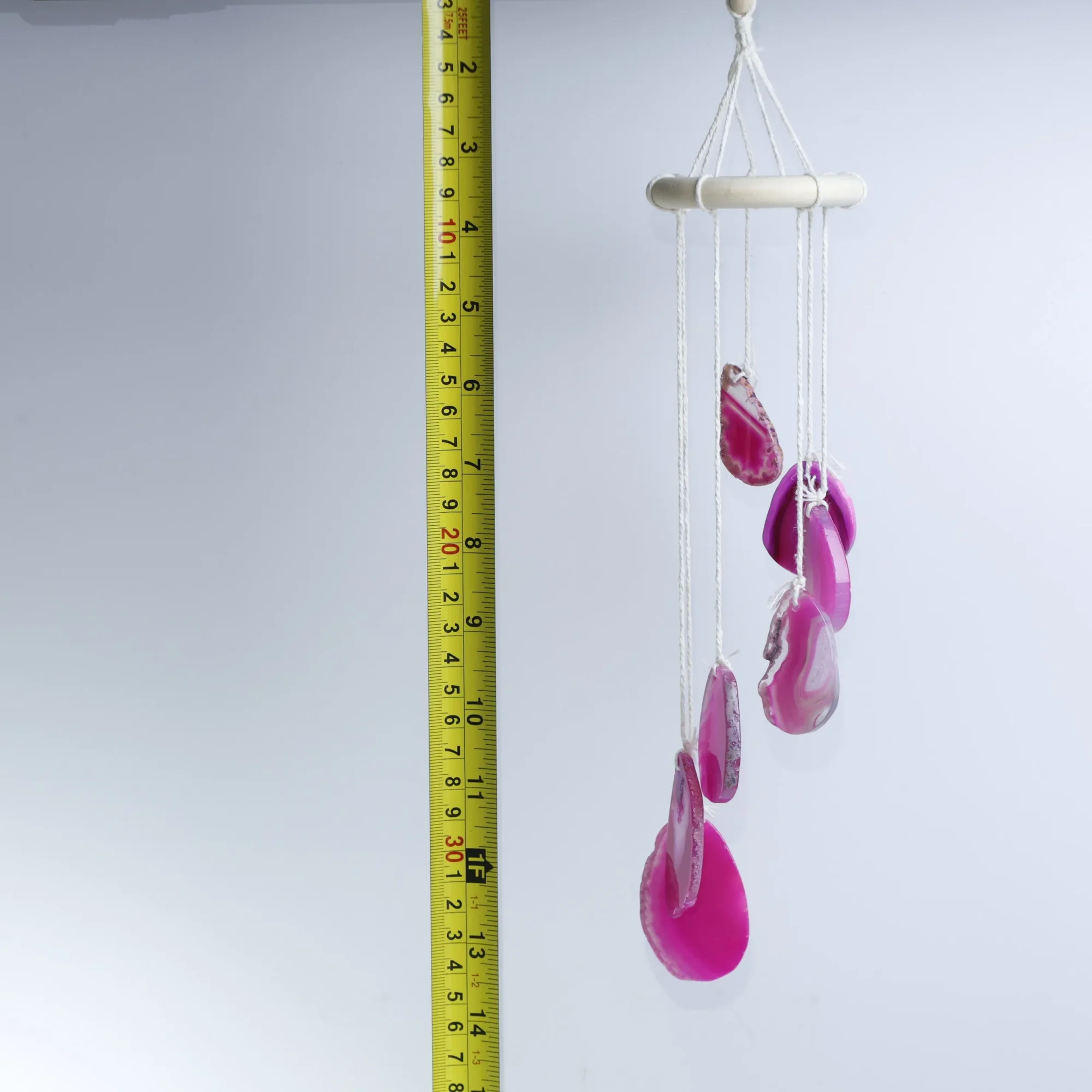 3-Color Natural Agate Slice Wind Chimes 13.8 in (7 Slices per Chime)-017017502-2