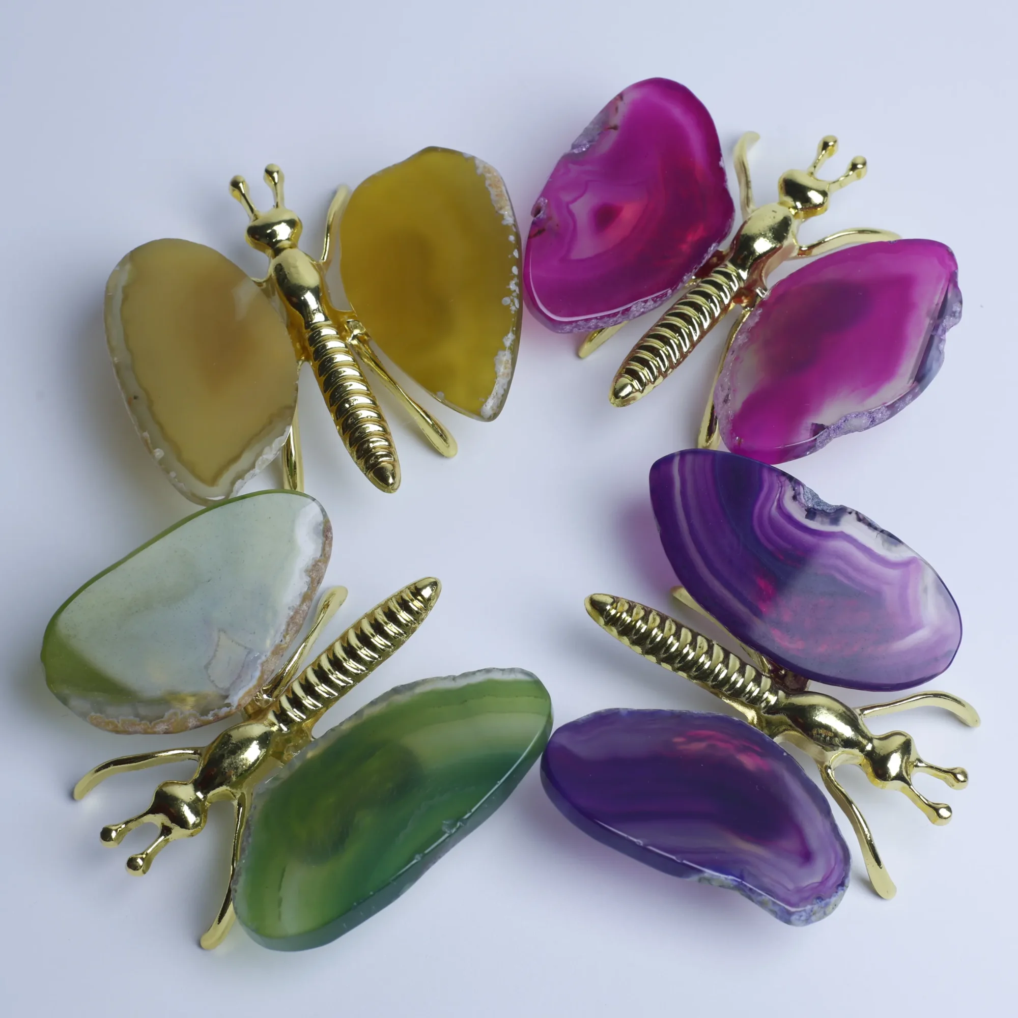 4-Color Natural Agate Slice Butterfly-011011001