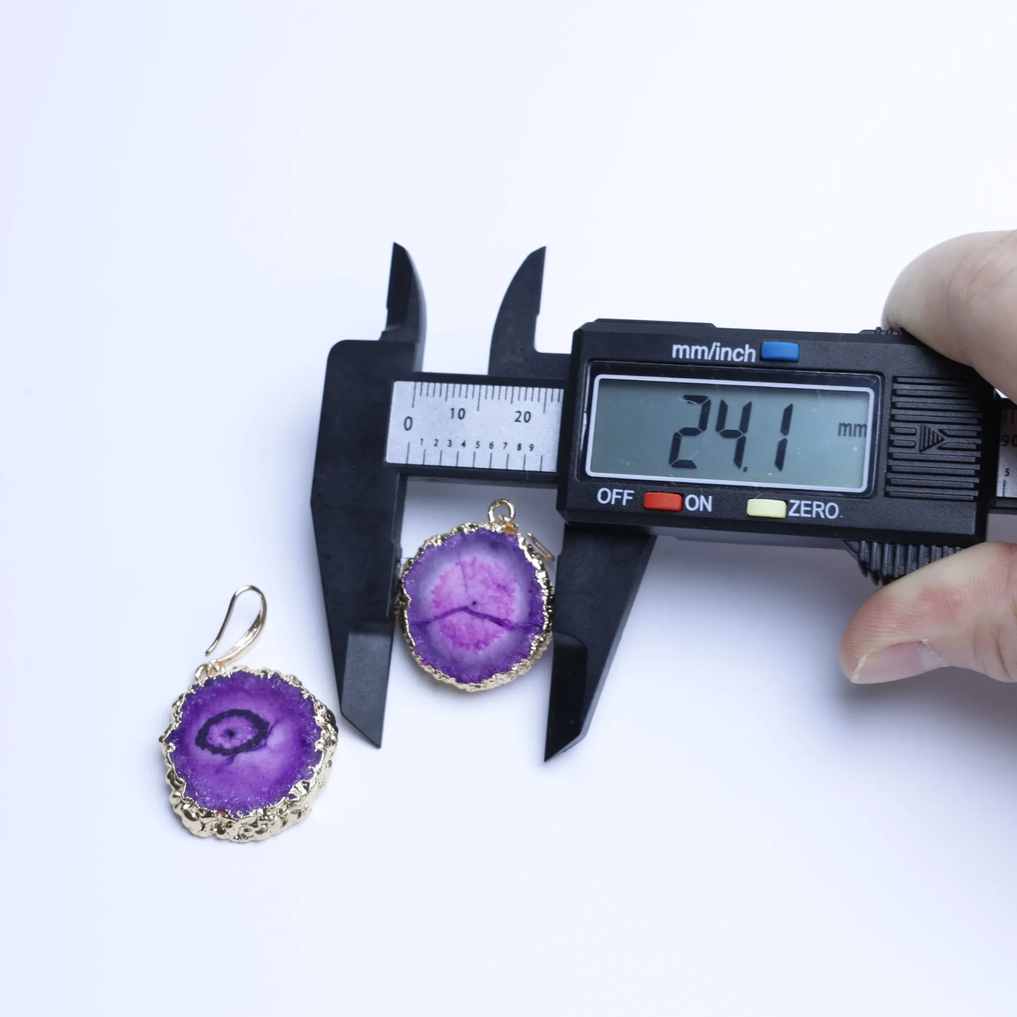 5-Color Agate Geode Slice Drop Earrings -037011102-1