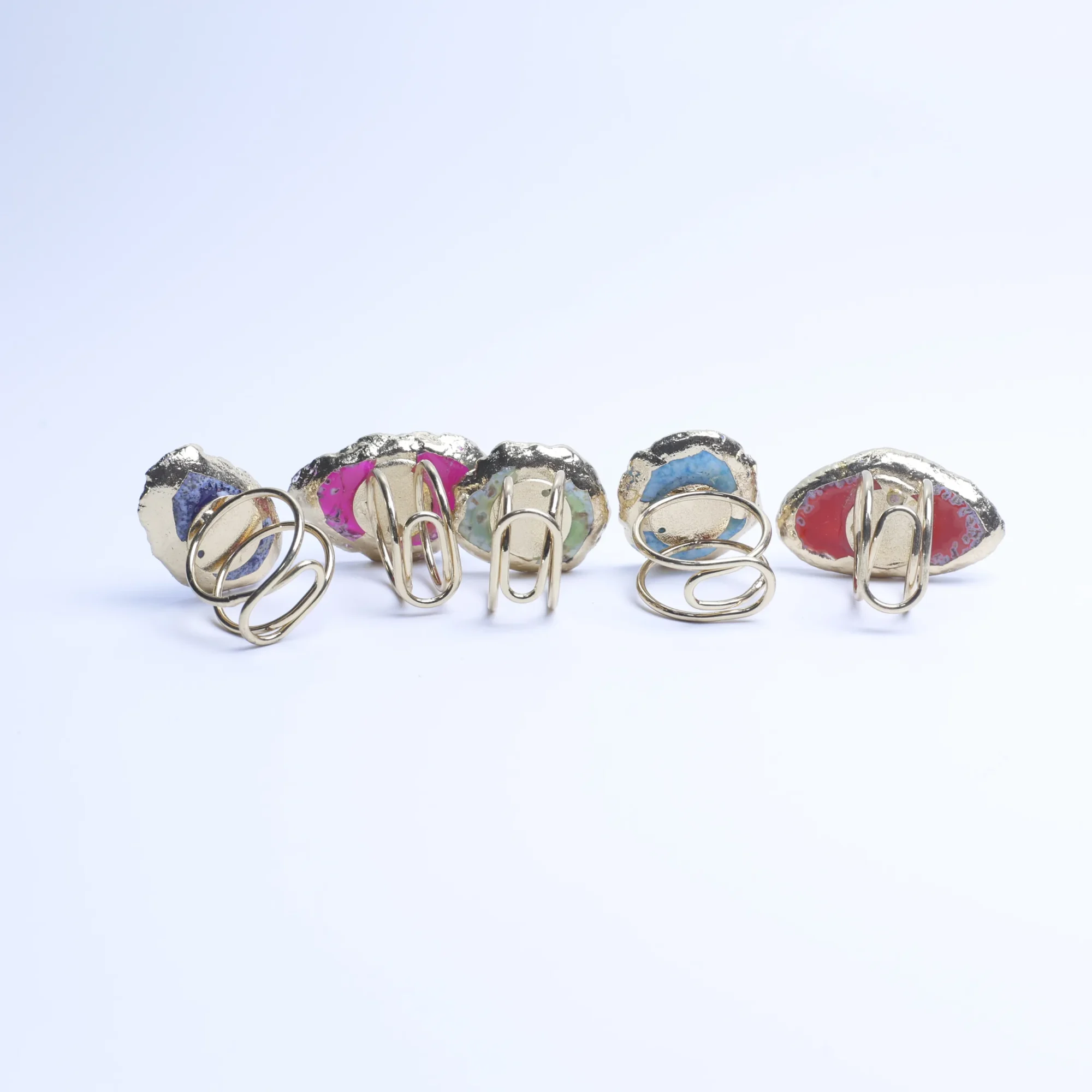 5-Color Agate Slice Adjustable Ring-029011304-0