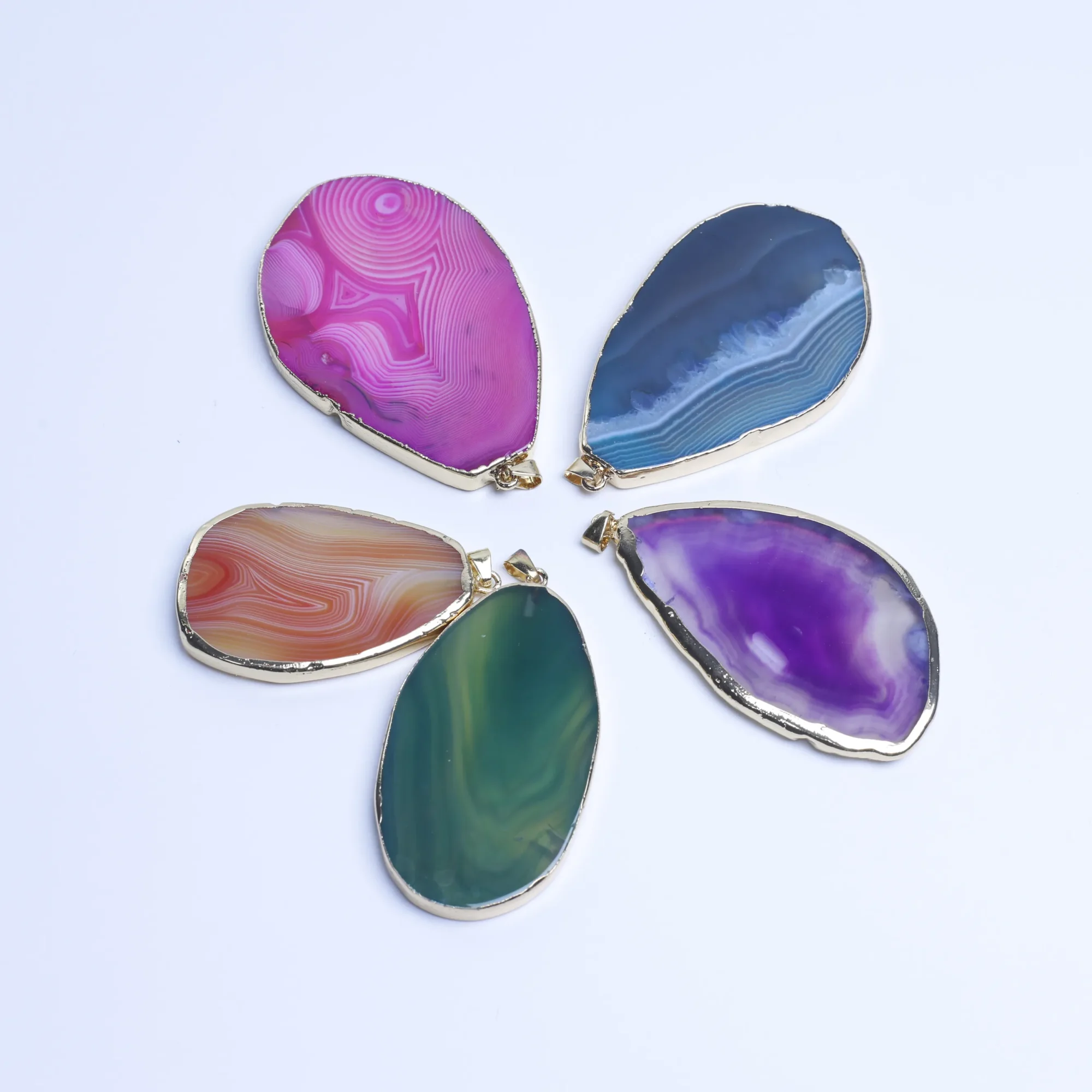 5-Color Agate Slice Pendant -029014702
