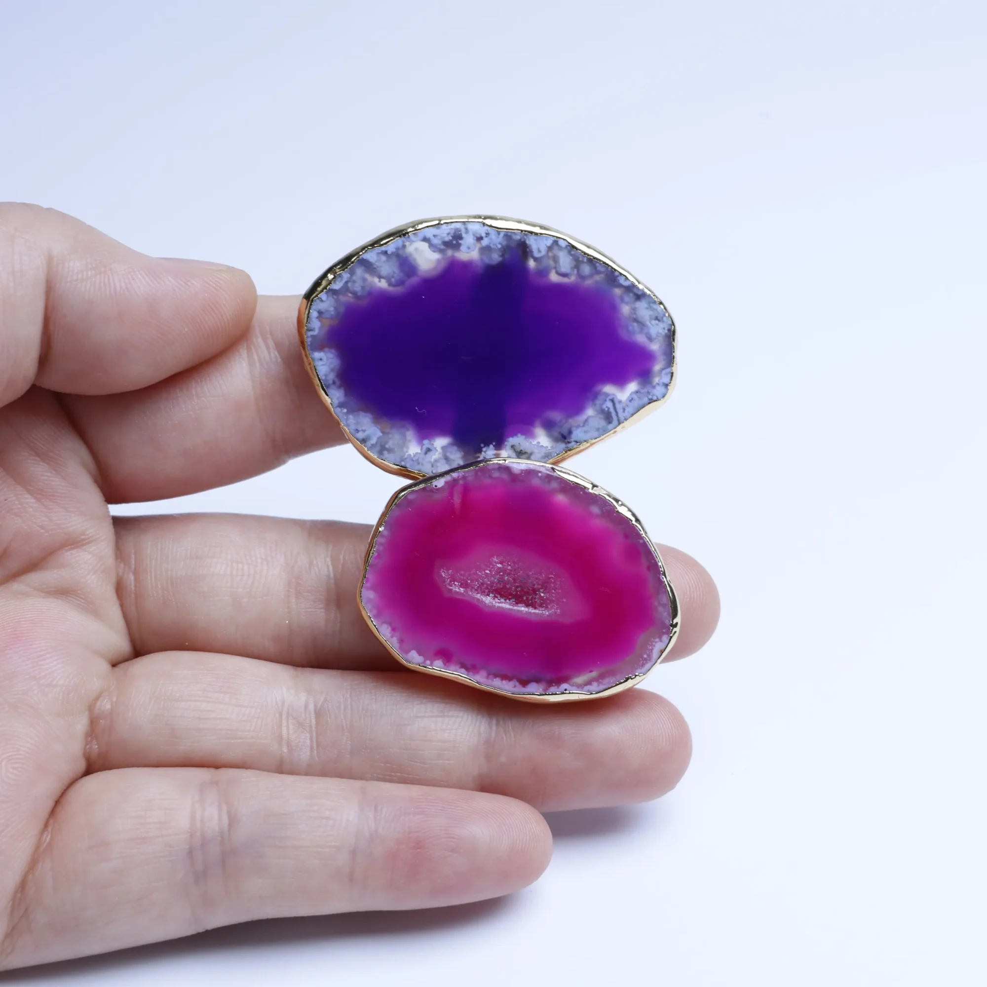 5-Color Large Agate Slice Adjustable Ring-036011301-0
