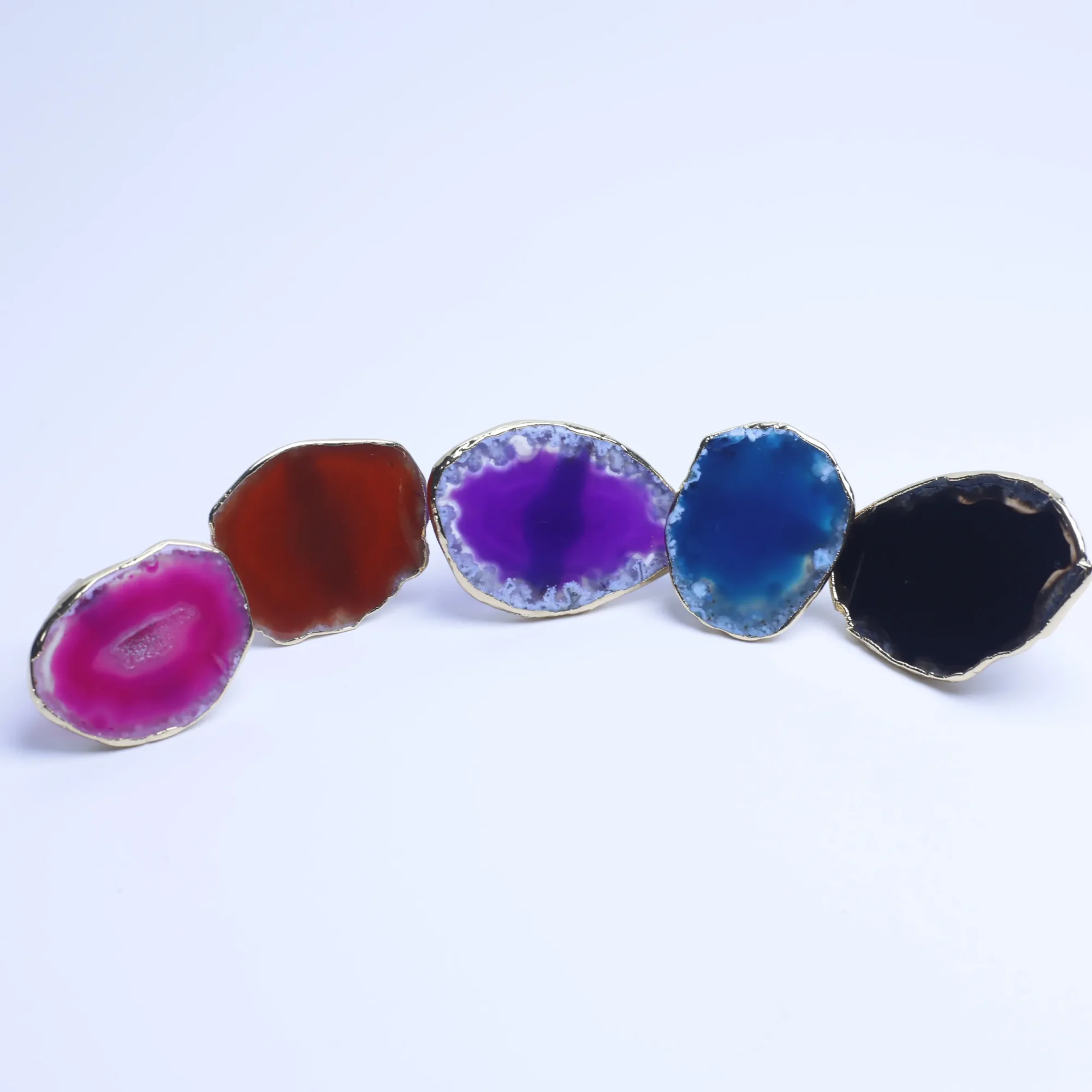 5-Color Large Agate Slice Adjustable Ring-036011301-2