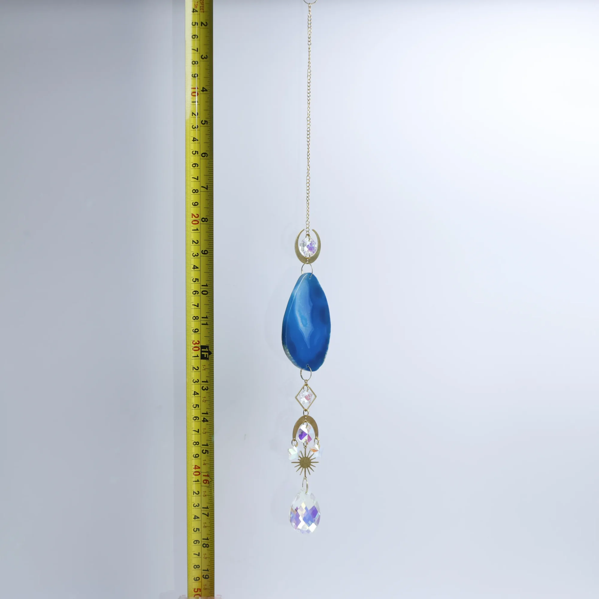 5-Color Single Agate Slice Celestial Crystal Wind Chimes 15.7 in -041017501-0-1