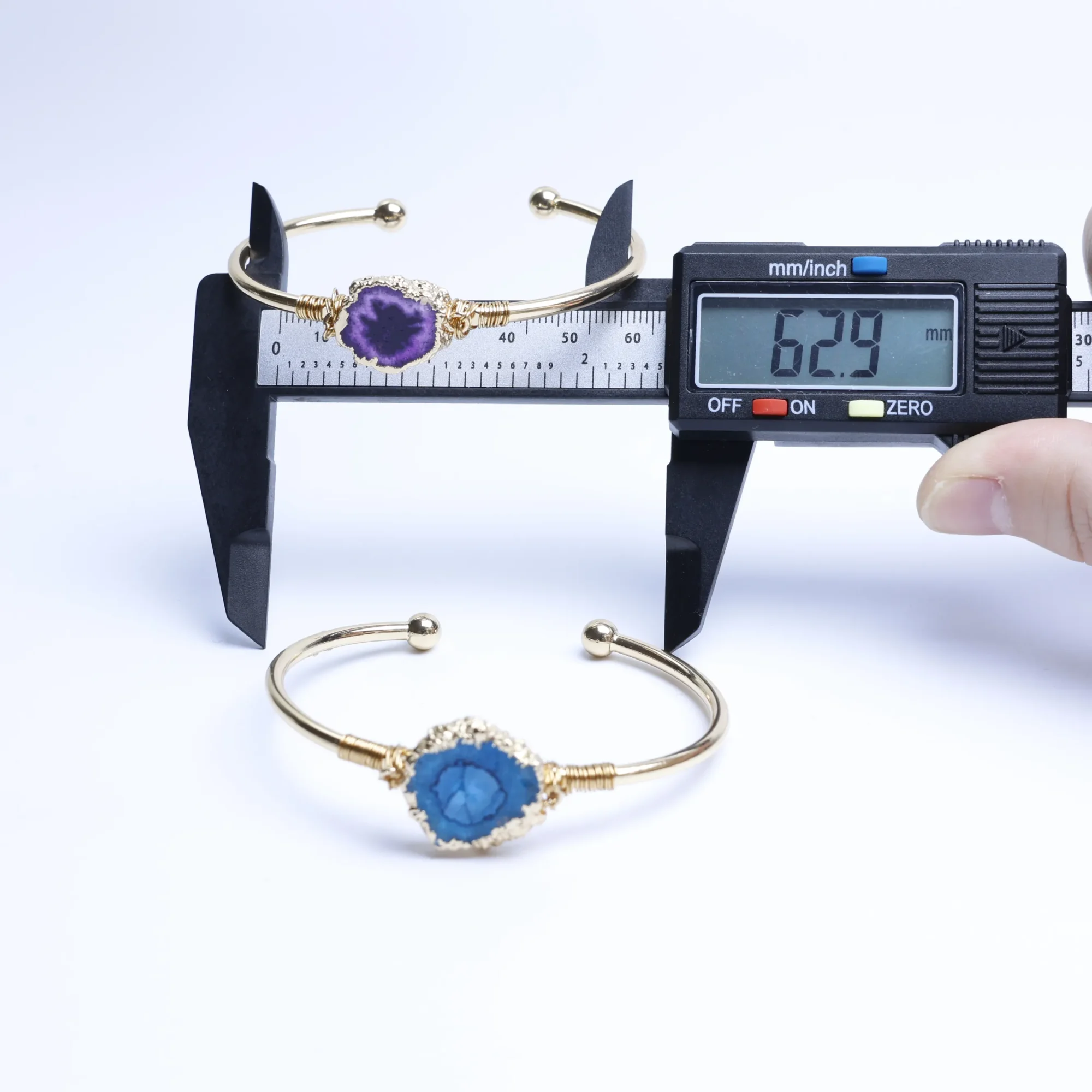 5-Color Wire-Wrapped Agate Slice Cuff Bracelet-037011401-2