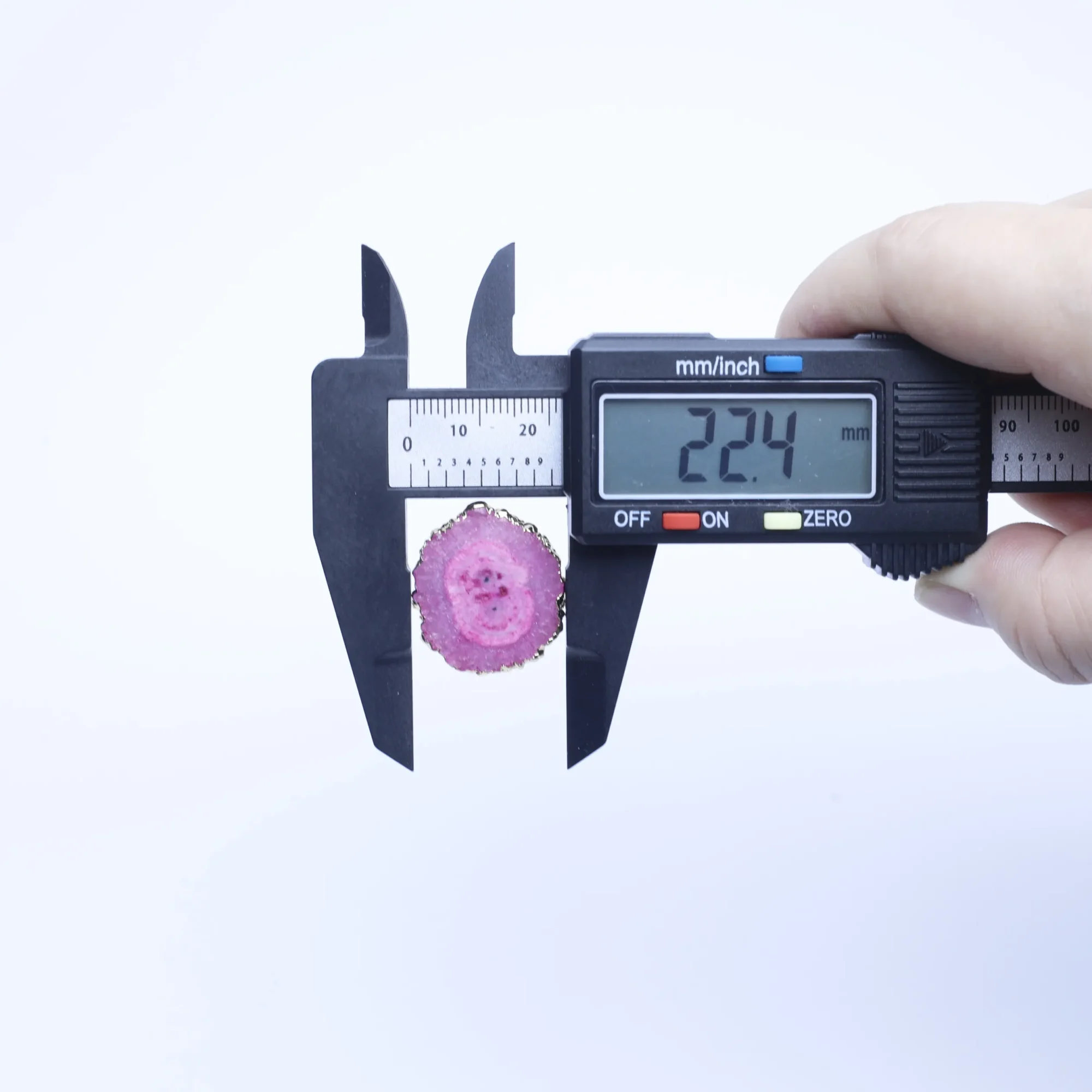 6-Color Agate Geode Slice Adjustable Ring with Gold-Plated Edge-034011302-4