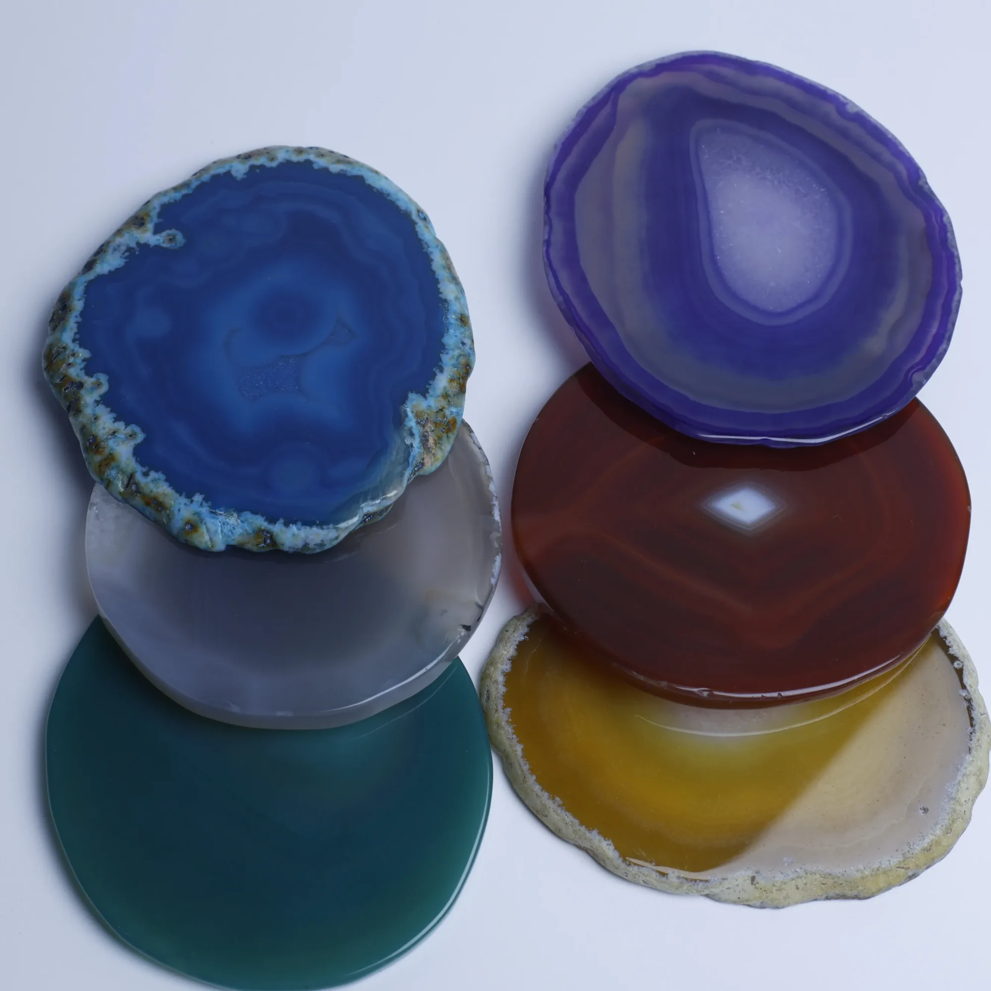 6-Color Crystal Agate Slices (2.6–3.3 in)-015017901