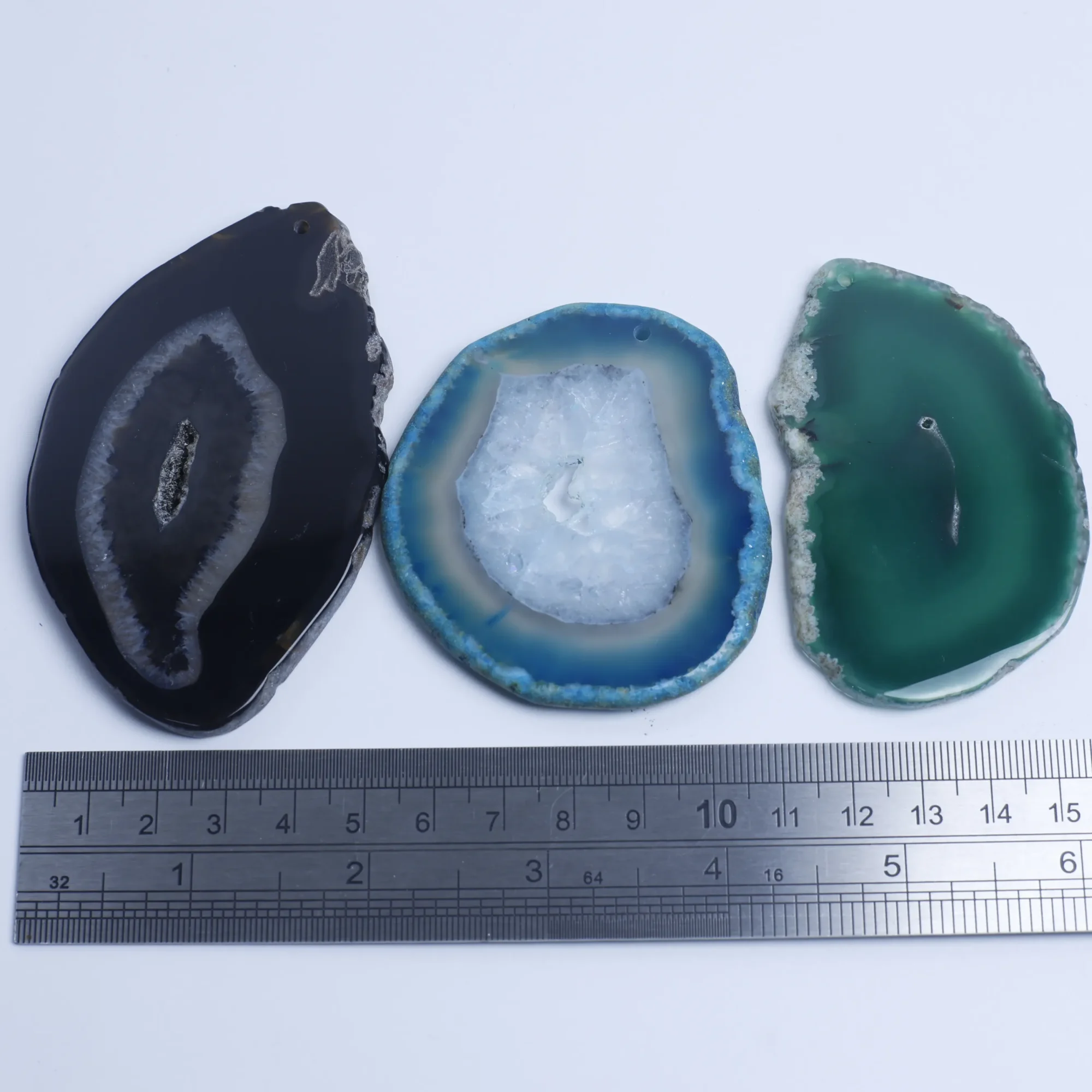6-Color Dyed Drilled Agate Geode Slices Pendants-039014702-2