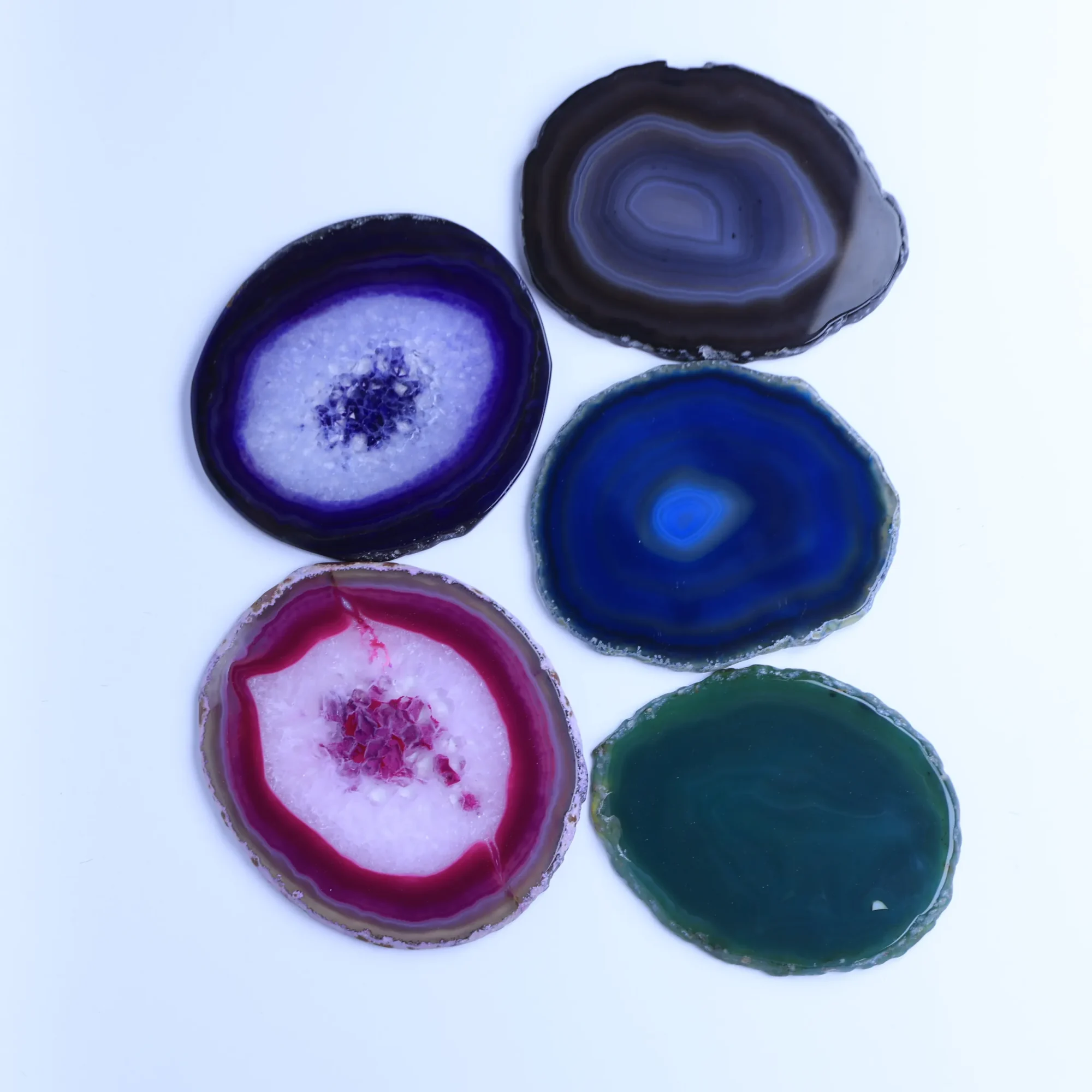 6-Color Natural Agate Slices (3.5-4.7 in)-020011001