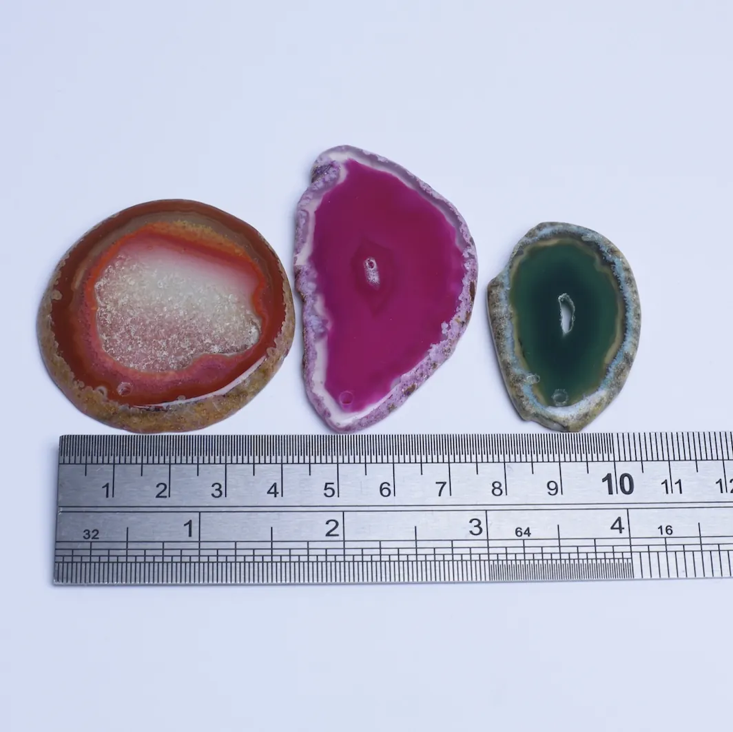 6-Color Small Drilled Agate Slice Pendants-039013801-0