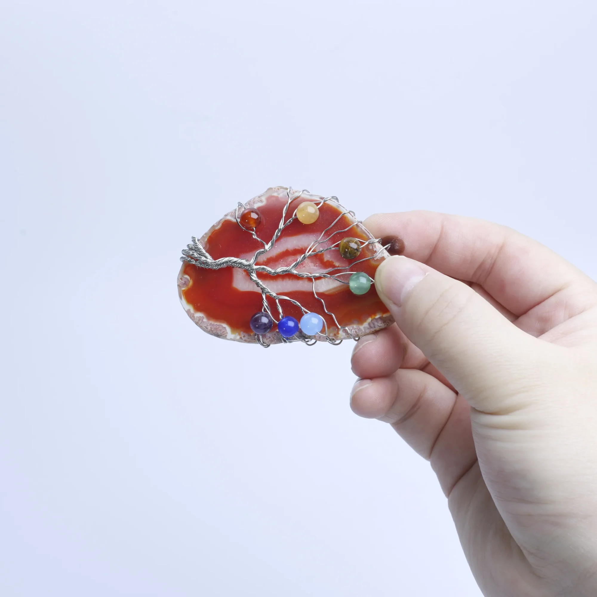 6-Color Tree of Life Agate Slice Pendant-031014701-0