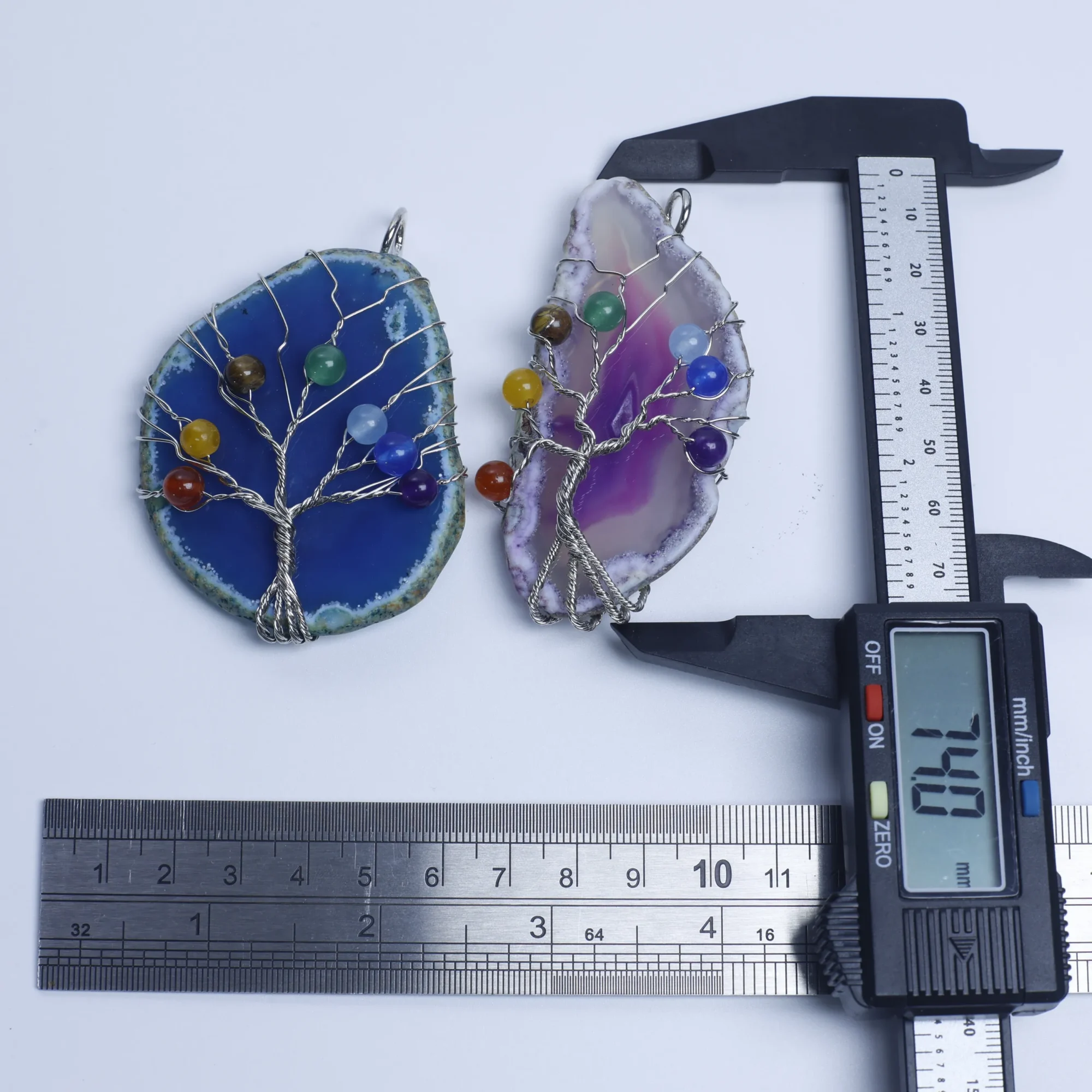 6-Color Tree of Life Agate Slice Pendant-031014701-2