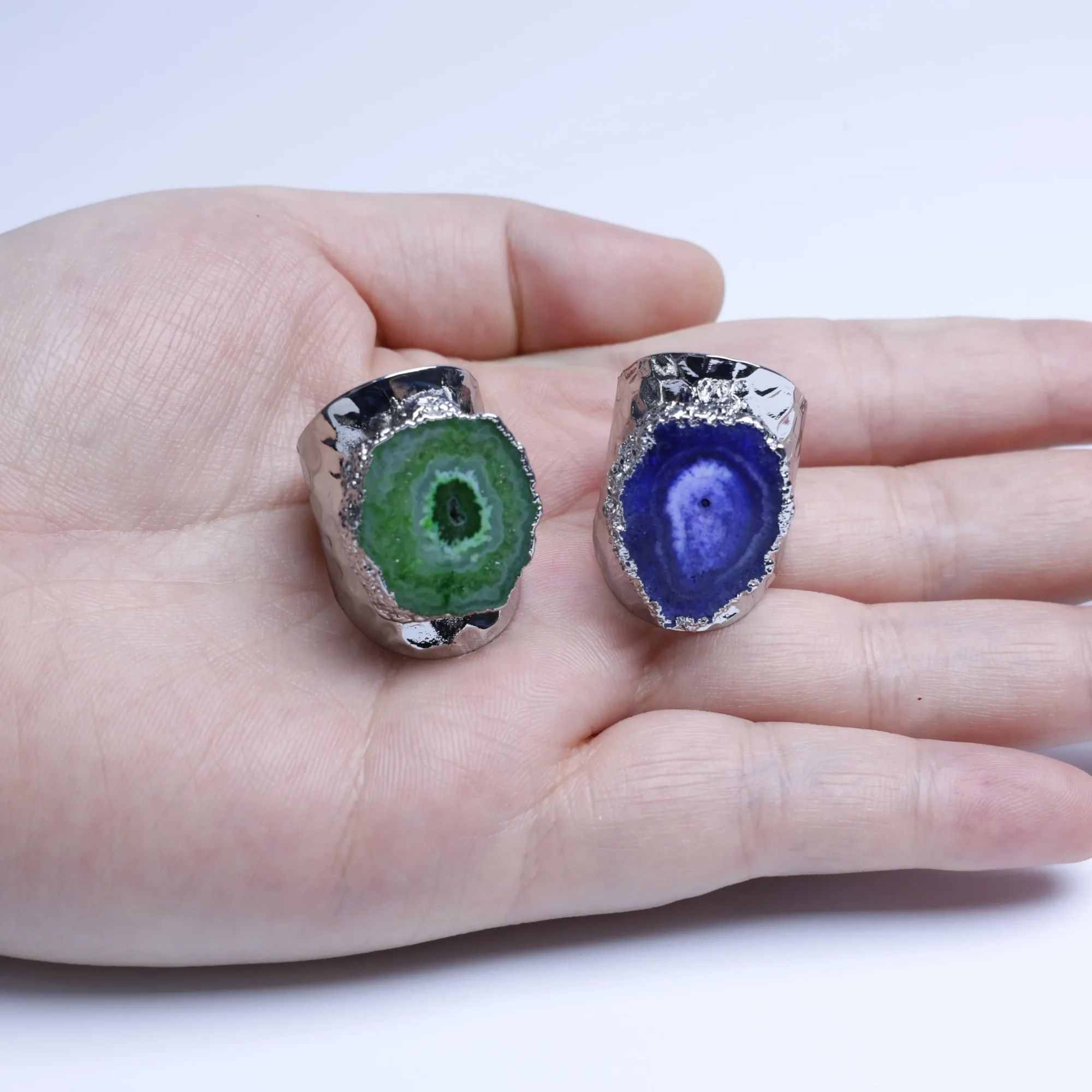 7-Color Agate Geode Slice Adjustable Statement Ring-032011302-1