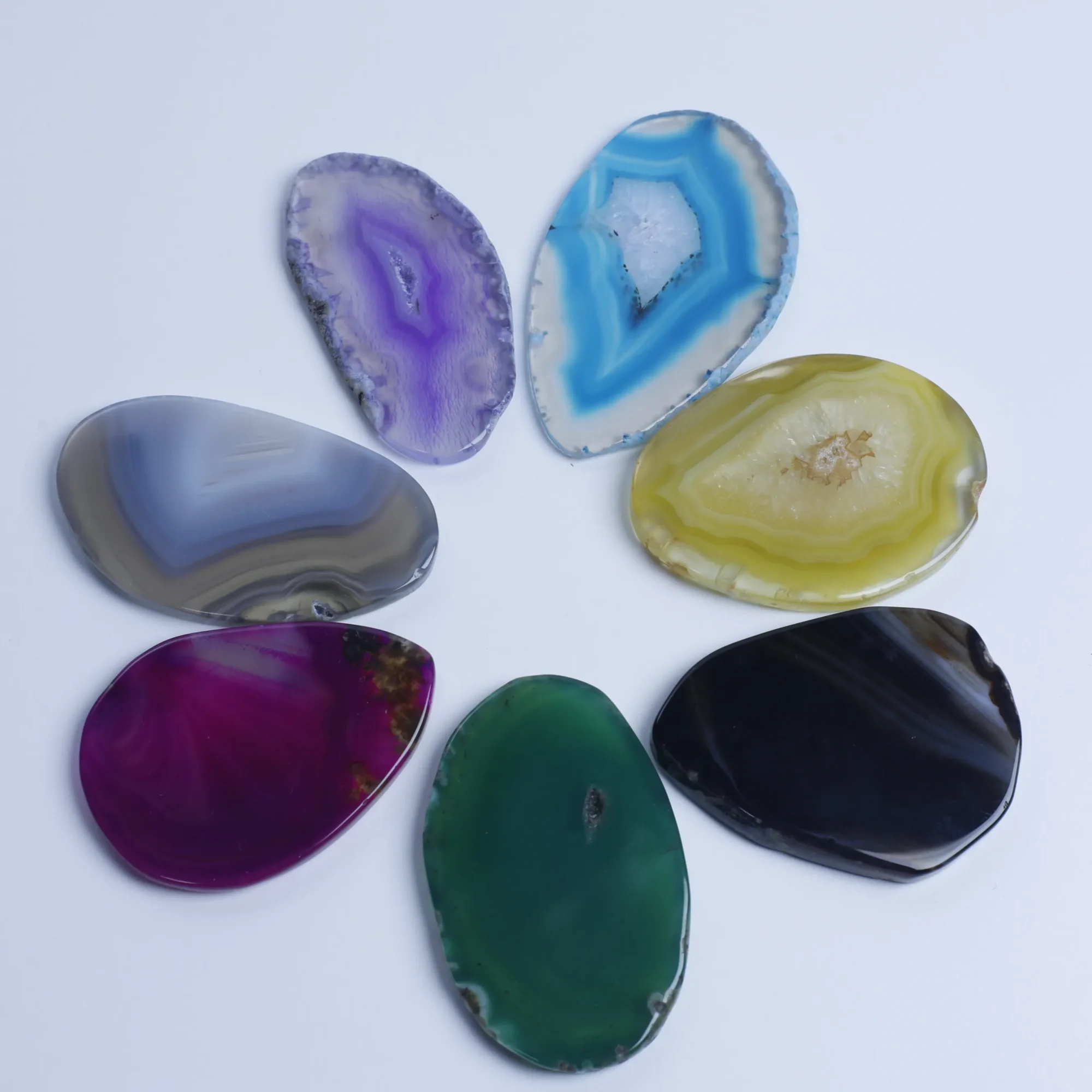 7-Color Small Agate Slices Pendants-035013801
