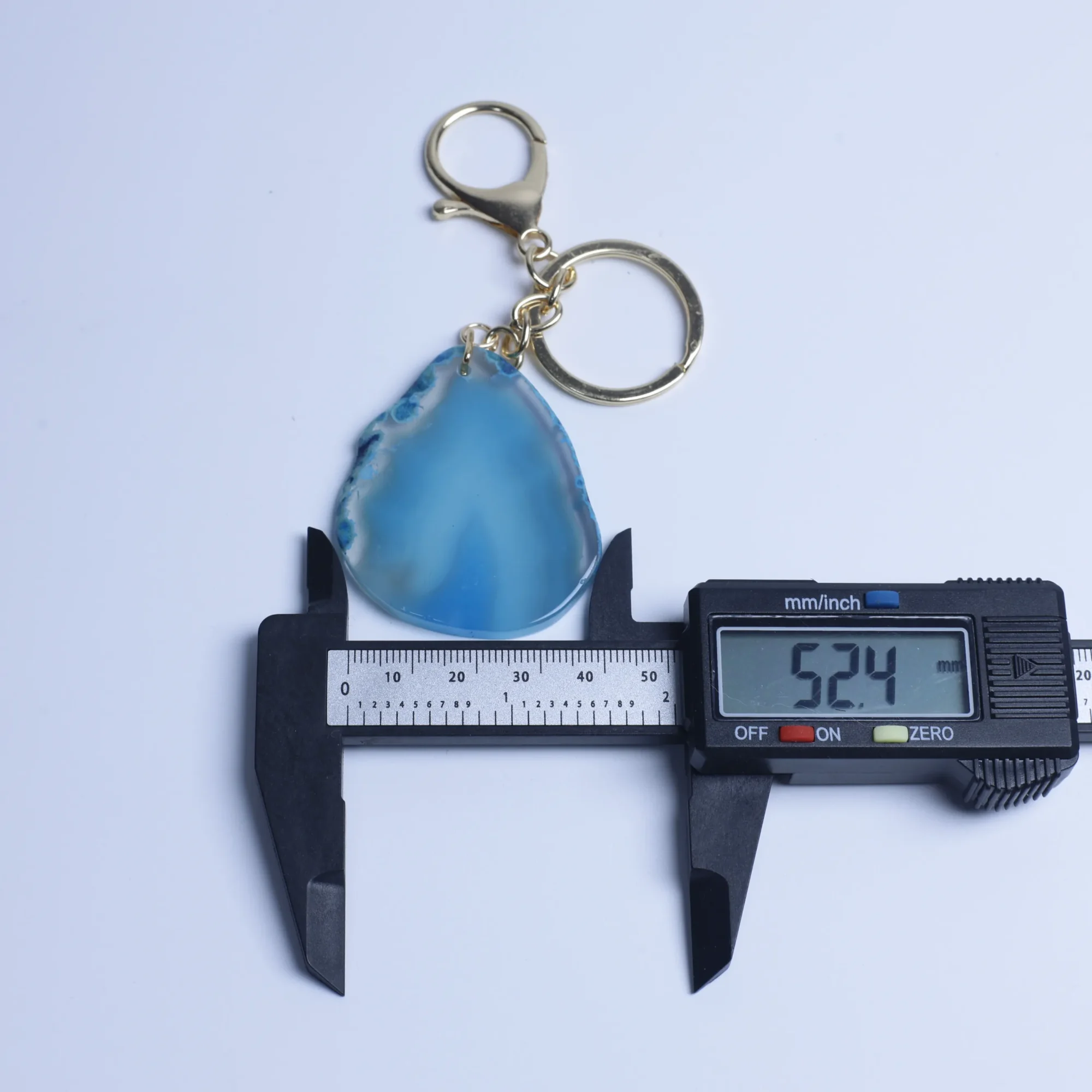 8-Color Natural Agate Slice Keychains-026011201-0