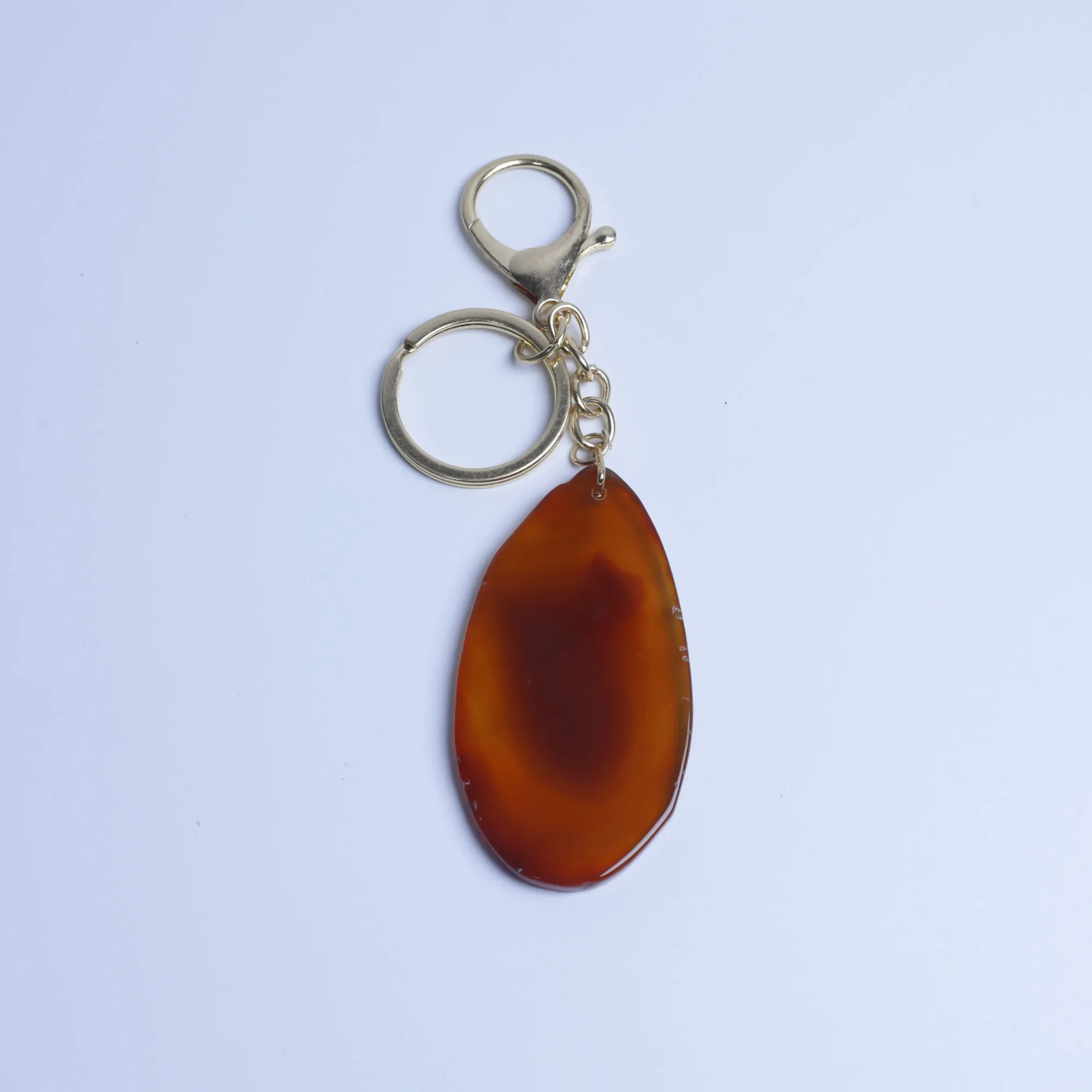 Amber-Color Agate Slice Keychains-02601120108