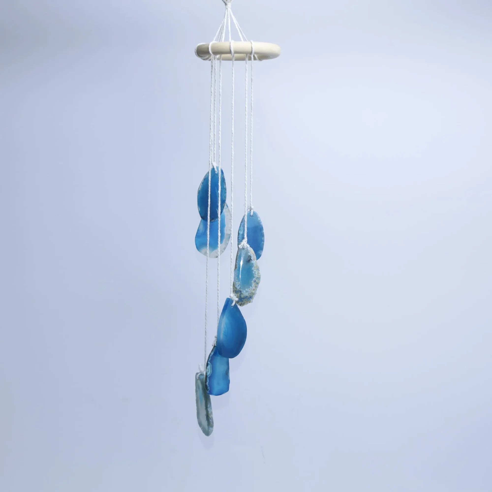 Blue-Color Agate Slice Wind Chimes 13.8 in (7 Slices per Chime)-01701750201