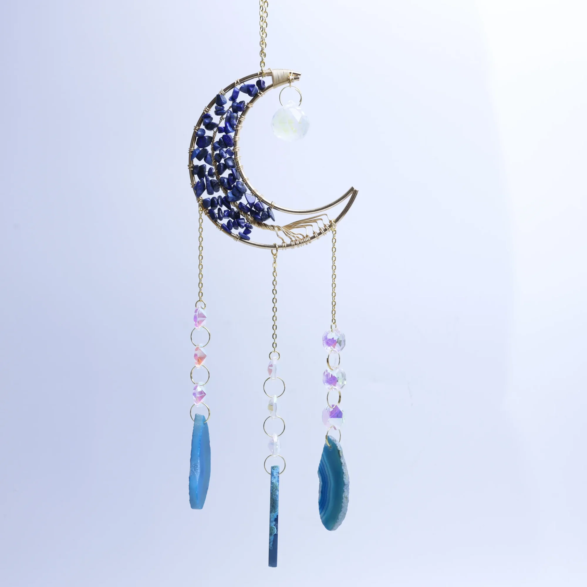 Blue-Color Crystal Agate Slices (2.6–3.3 in)-01001750102