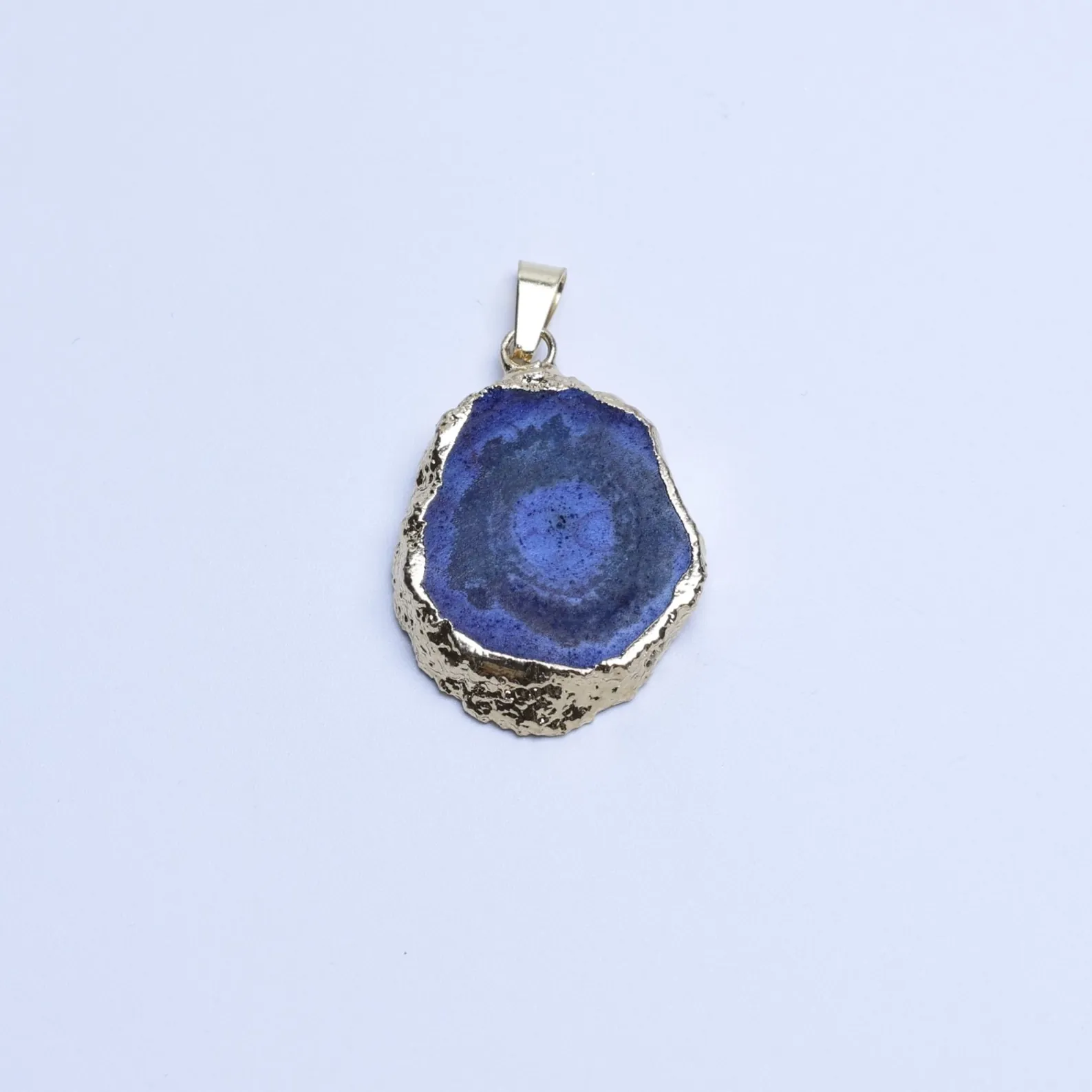 Blue-Color Small Agate Geode Slice Pendants-03001470104