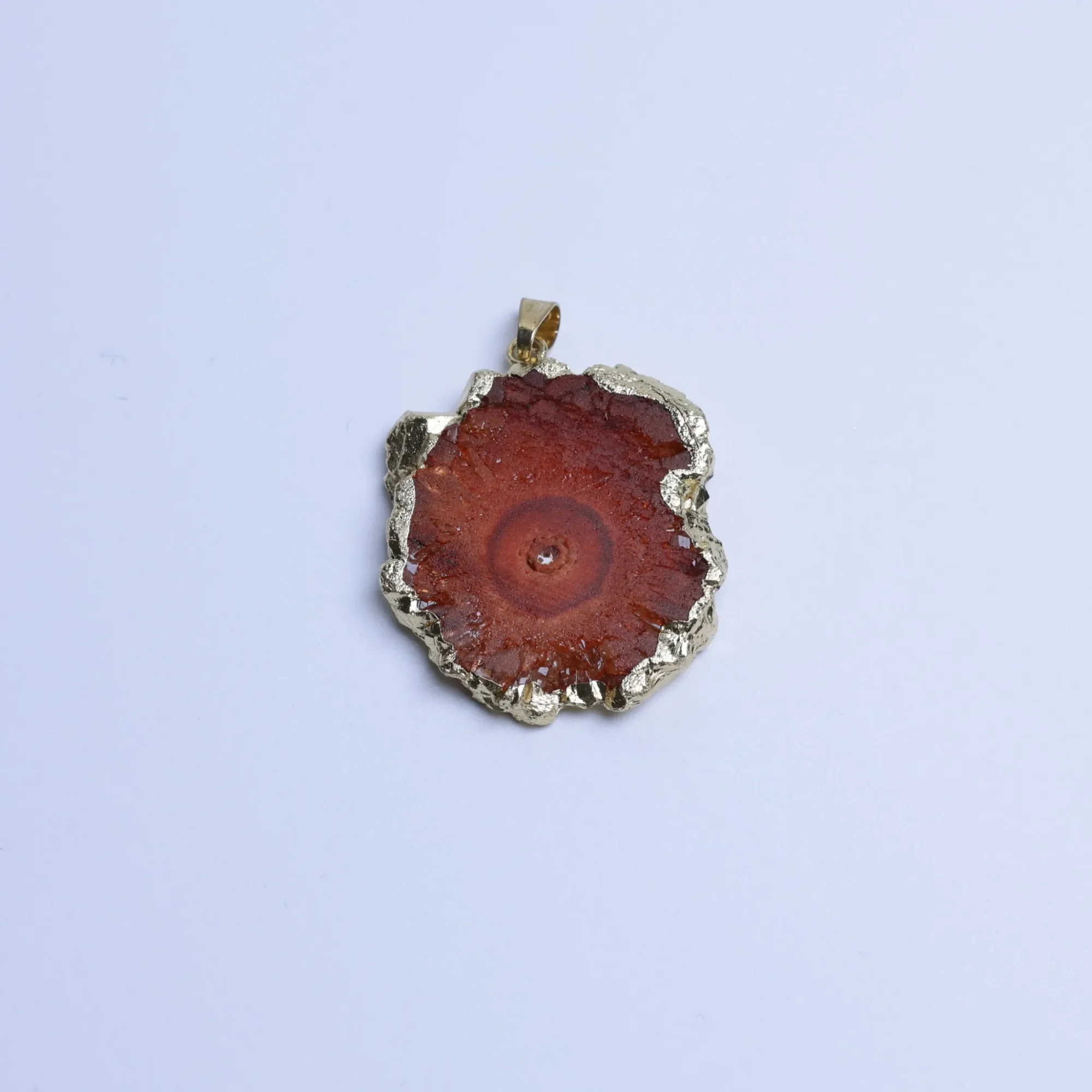 Golden Red-Color Small Agate Geode Slice Pendants-03001470102