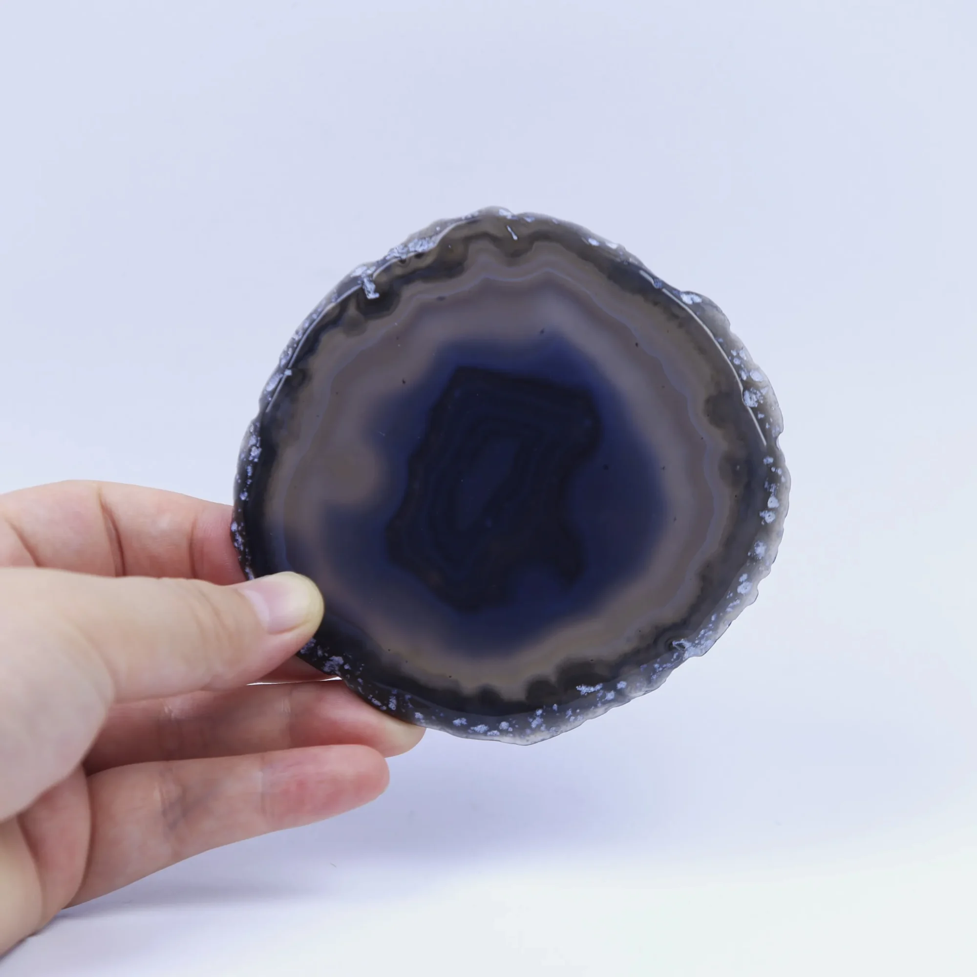 Gray-Color Natural Brazilian Agate Slices (3.5-3.9 in )-02101790102