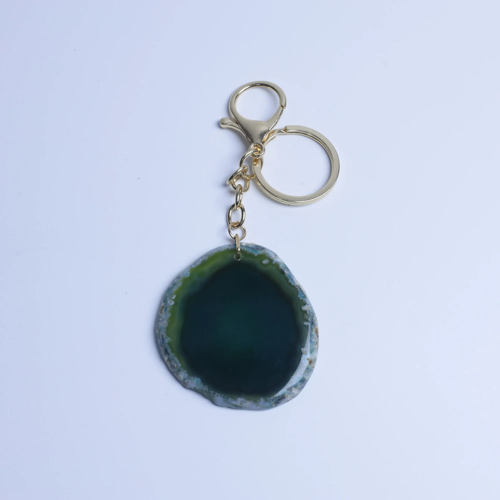 Green-Color Agate Slice Keychains-02601120103