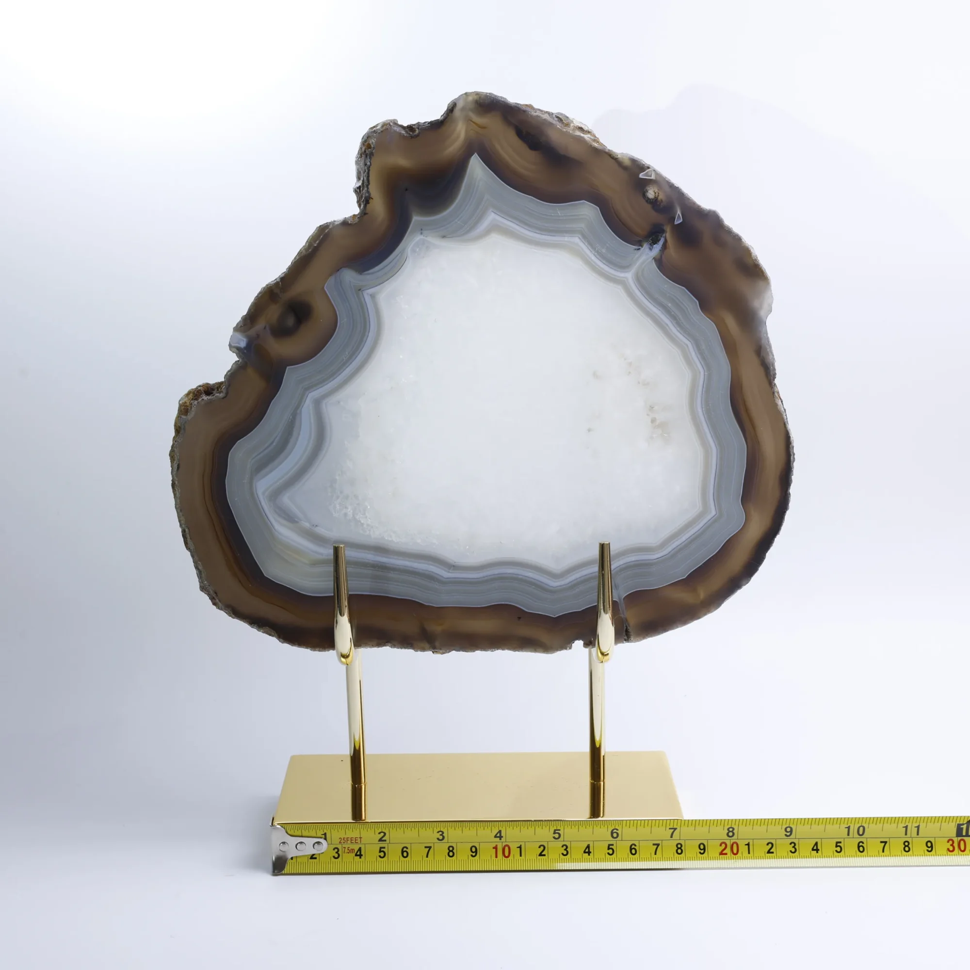 Large Natural Brazilian Agate Slice Display Specimen on Metal Stand (11 × 9.4 in)-022011001-2