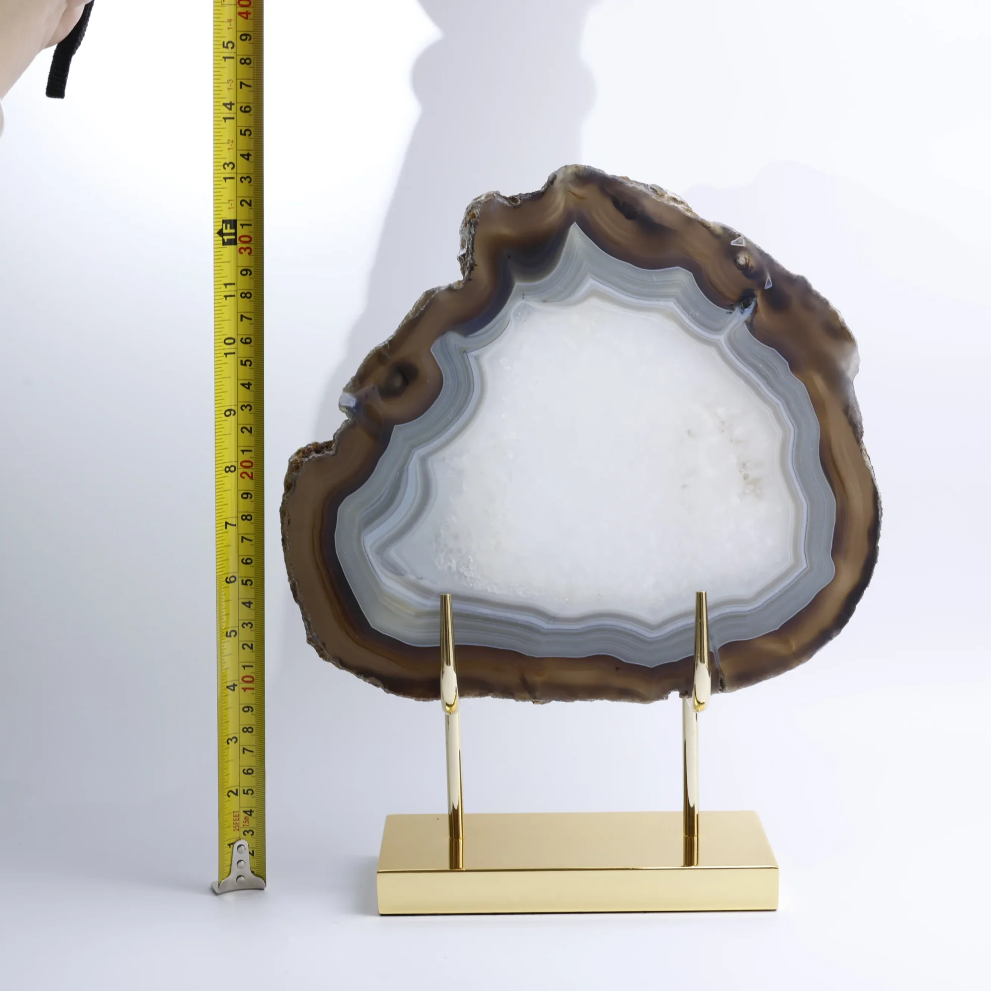 Large Natural Brazilian Agate Slice Display Specimen on Metal Stand (11 × 9.4 in)-022011001-3