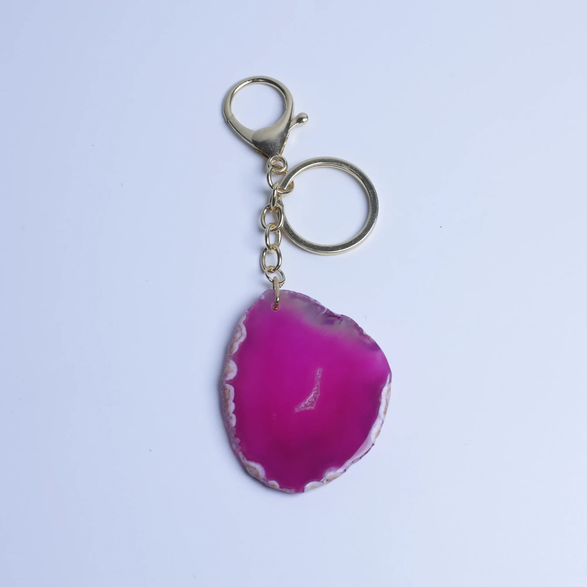 Magenta-Color Agate Slice Keychains-02601120107