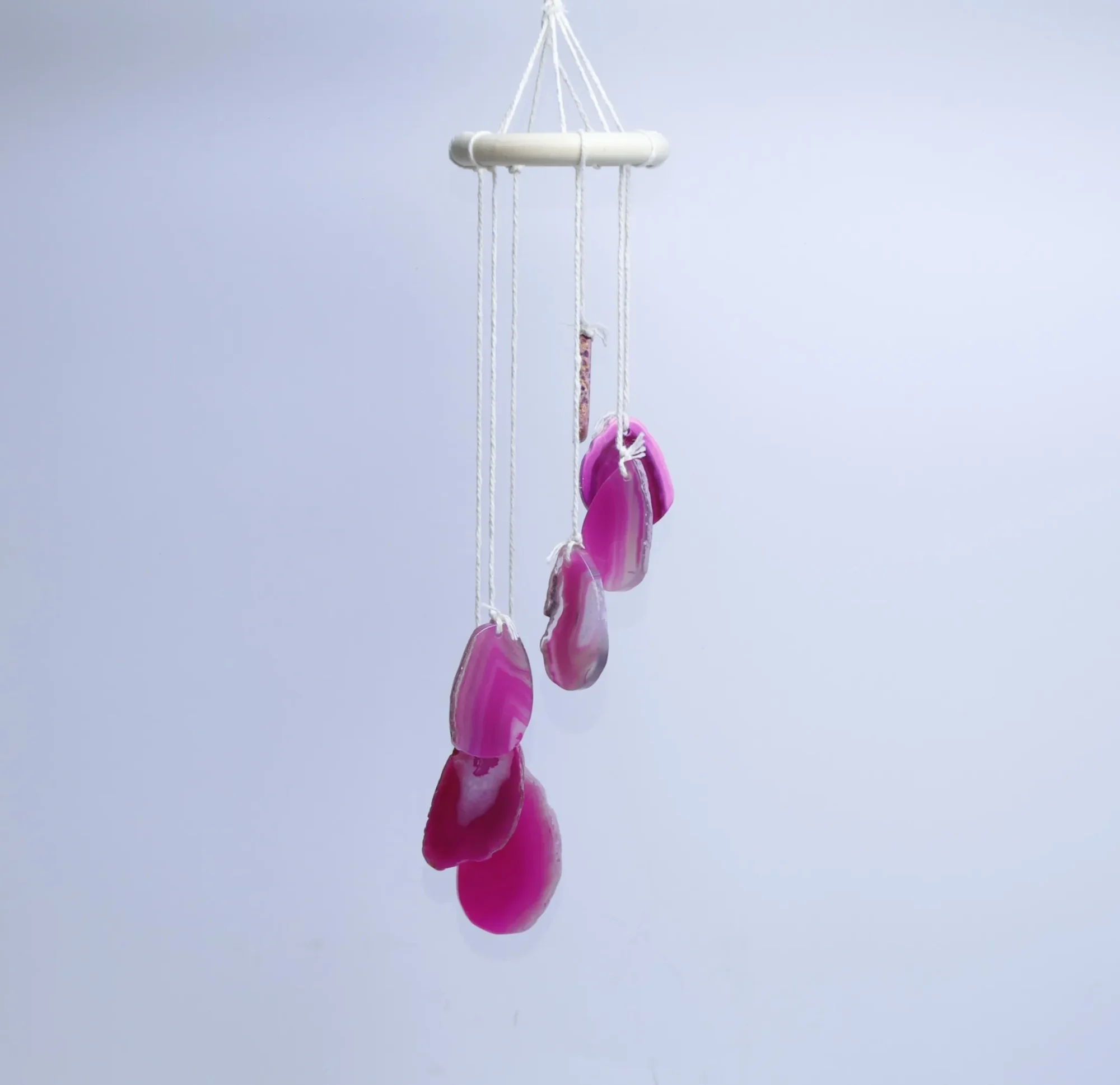 Magenta-Color Agate Slice Wind Chimes 13.8 in (7 Slices per Chime)-01701750203